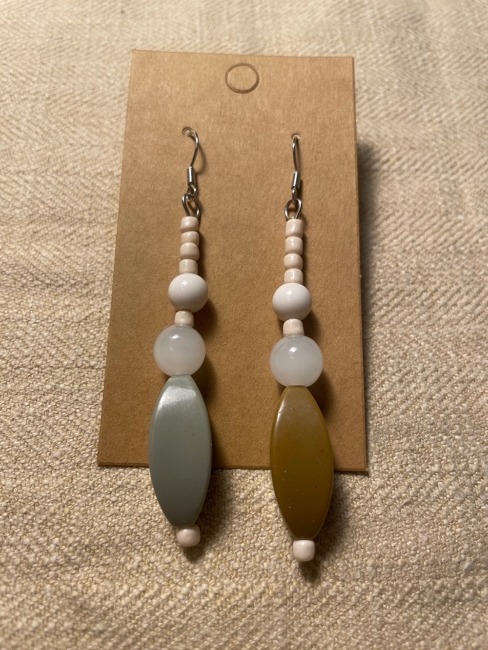 Handmade Neutral Bead Drop Earrings - Cream and Mixed Neutral Tones